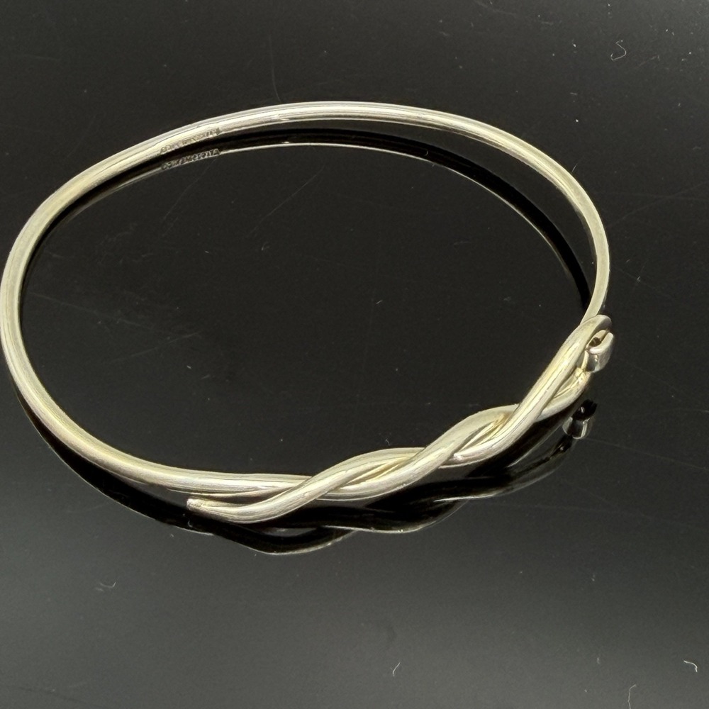 Mexico Sterling ATI 925 Silver Infinity Love Knot Bangle Bracelet 7" Dainty